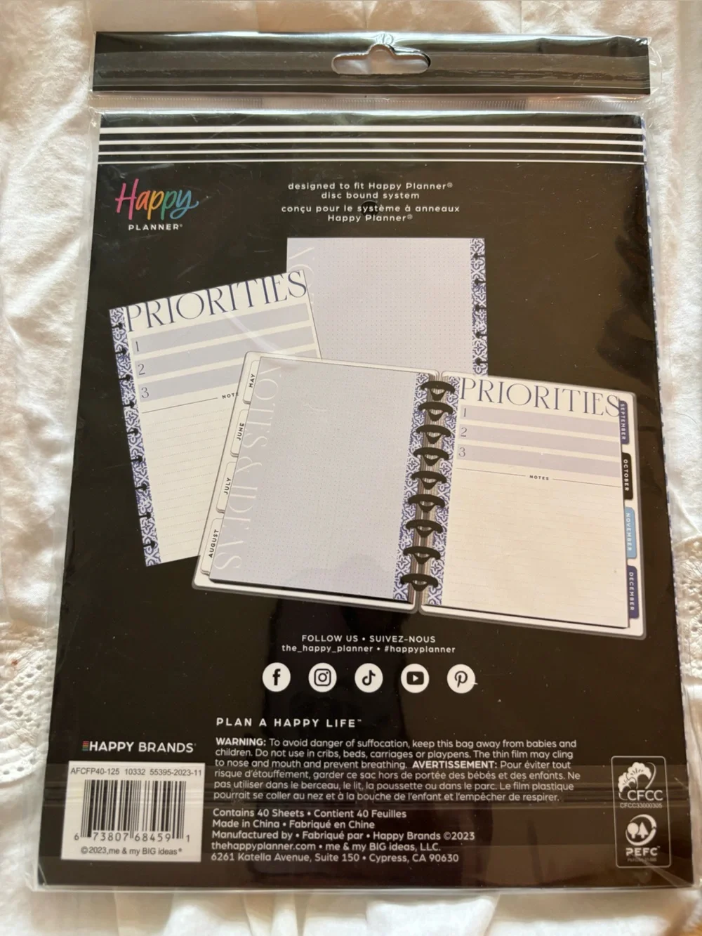 Happy Planner Blue & White Priorities Notepad - Classic Pattern